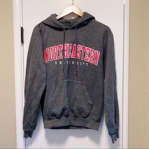 Northeastern University Gray Hoodie with Pink